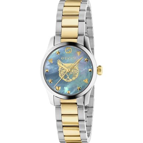 gucci women's two tone watch|gucci ladies cat watch.